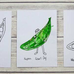 Make sure you wish your dad a hap-pea Father's Day with our Simple Father's Day Card designed by Maxi aged 11. Download, print and colour for free.
