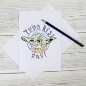 Yoda Best Dad Colouring Cards