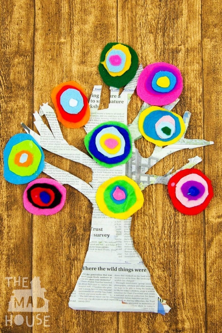 Kandinsky Inspired Tree made with Felt Scraps