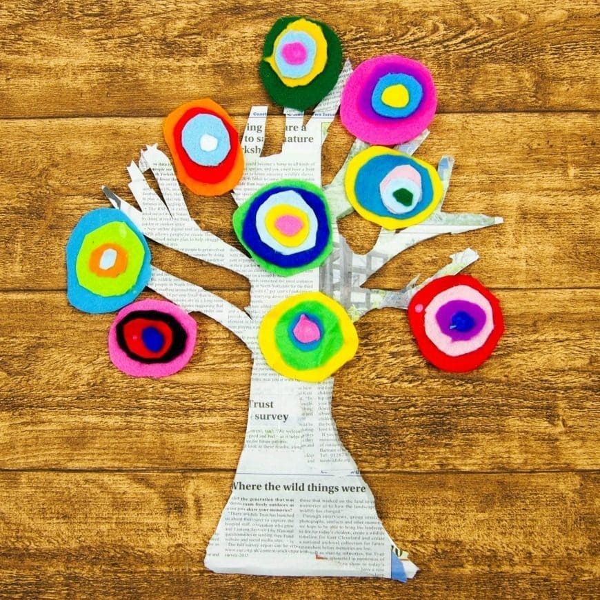Kandinsky Inspired Tree made with Felt Scraps