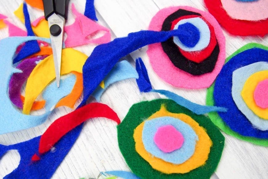 Kandinsky Inspired Tree made with Felt Scraps