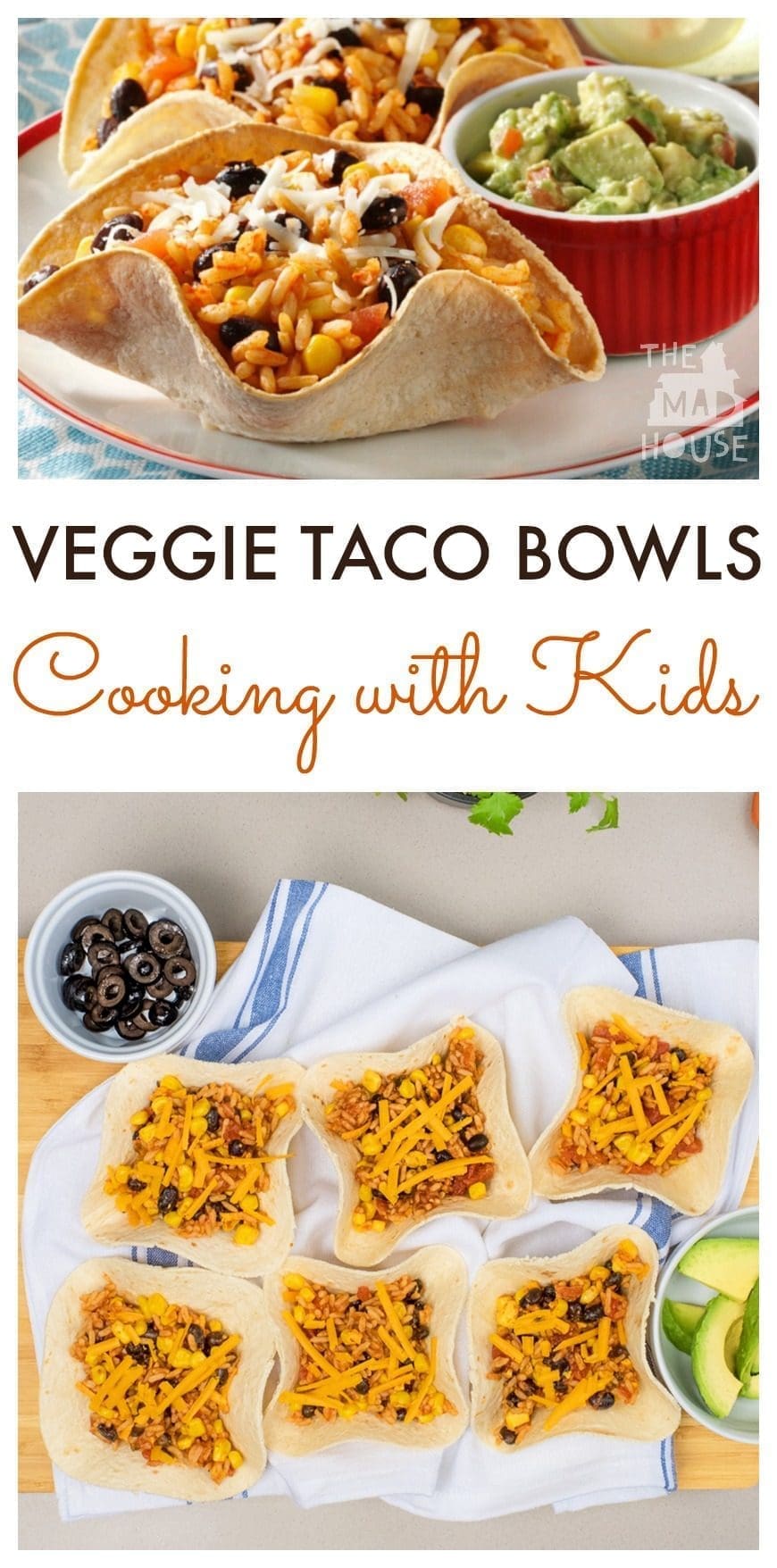These Veggie Taco Bowls are super simple to make and perfect for cooking with the kids. A simple, delicious and versatile meat-free family meal