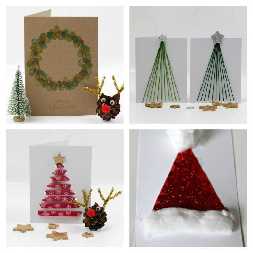 Christmas Cards ribbon Santa Hat Wreath Ribbon Tree