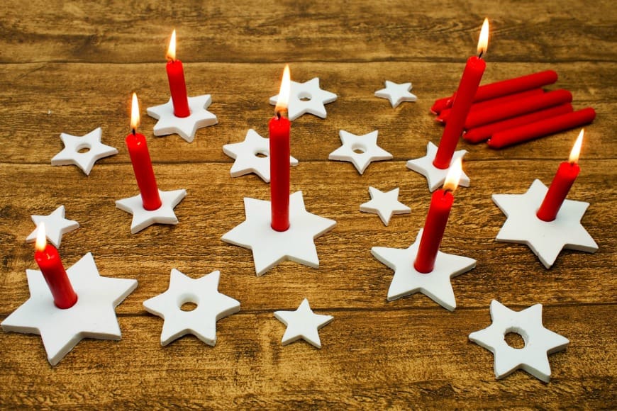 Easy to make DIY Clay Star Candle Holders, which are perfect for the festive season. Inspired by Scandinavian Christmas decorations.