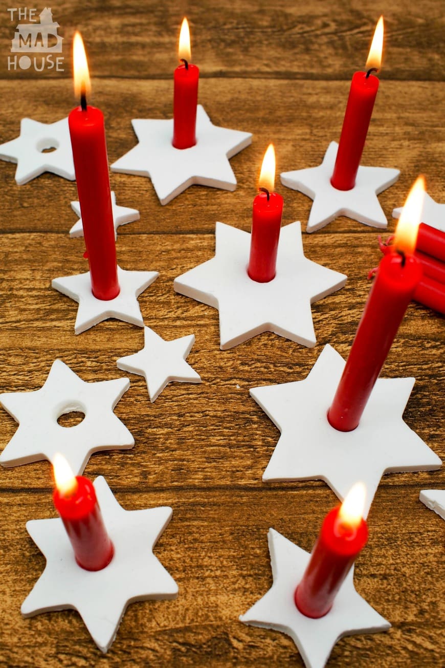 Easy to make DIY Clay Star Candle Holders, which are perfect for the festive season. Inspired by Scandinavian Christmas decorations.