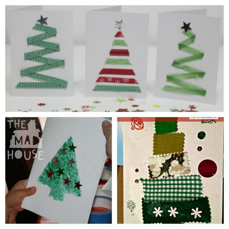 Fabric Christmas Card Ribbon Christmas card