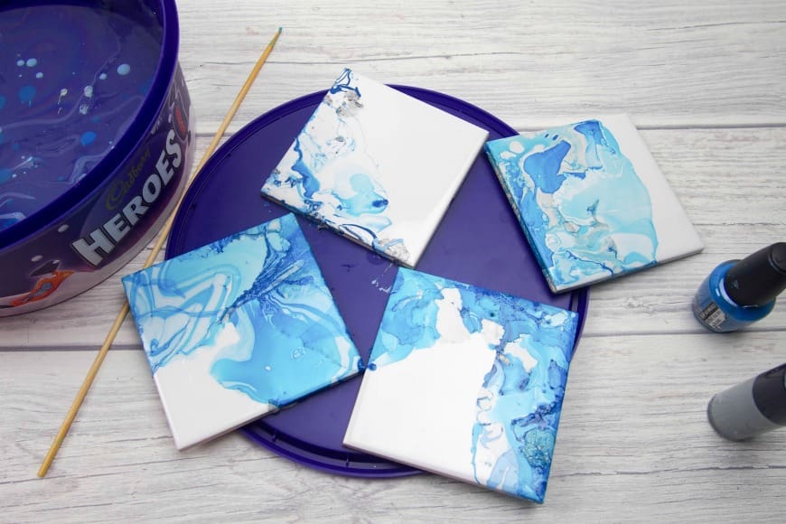 Nail Varnish Marbled Coasters