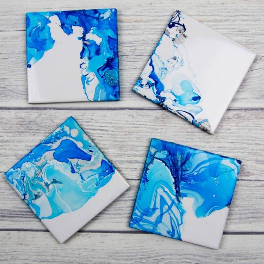 Nail Varnish Marbled Coasters