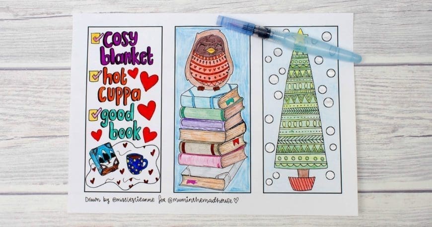 Winter Colouring Bookmarks