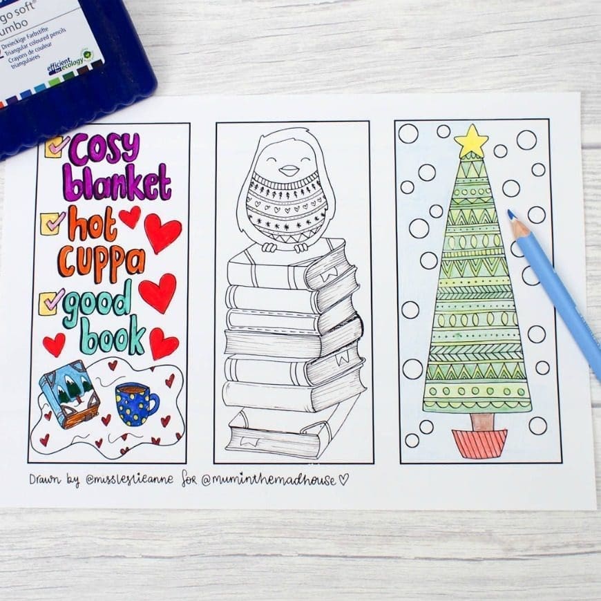 Winter Colouring Bookmarks
