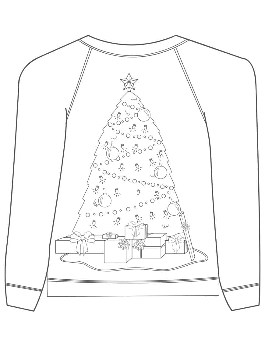 Ugly Christmas Sweater Colouring Page