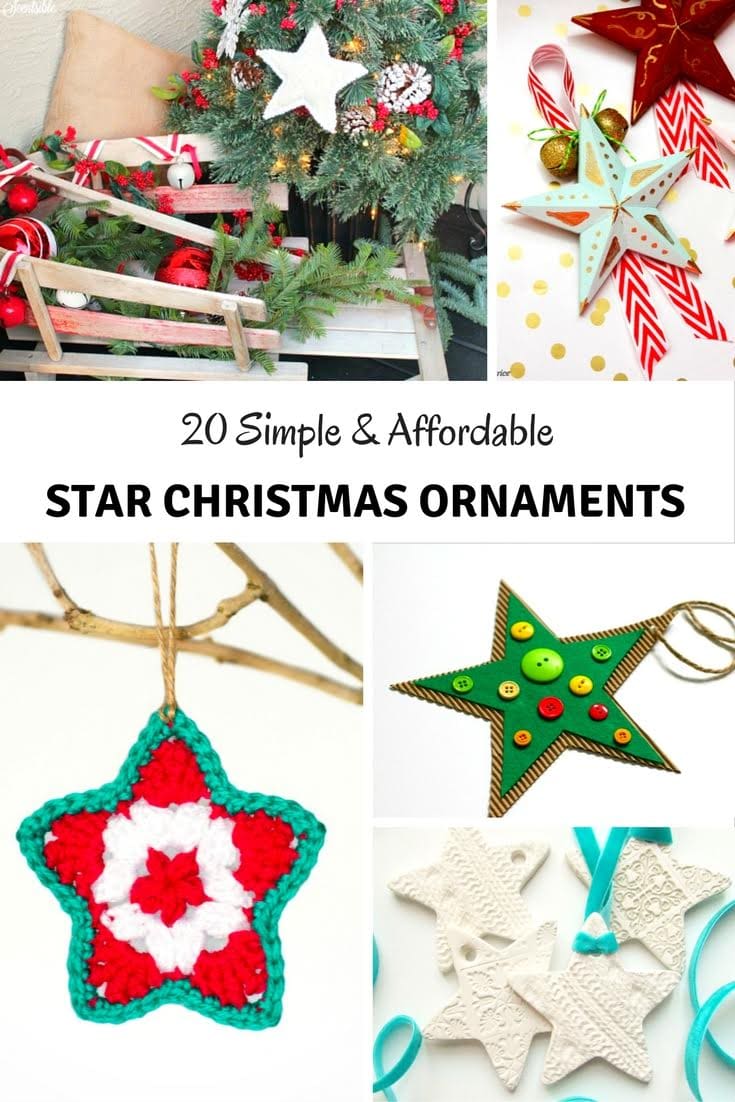 20 Simple & Affordable DIY Star Christmas Ornaments are easy to make, so children can help out and you can get the whole family involved. Fantastic festive crafts for all.