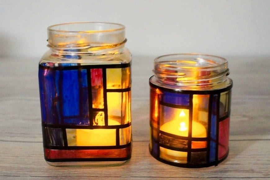 Mondrian Inspired Jar Luminaries