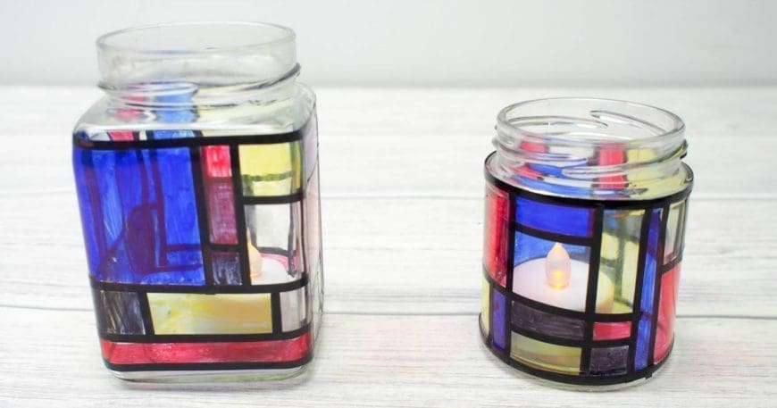 Mondrian Inspired Jar Luminaries
