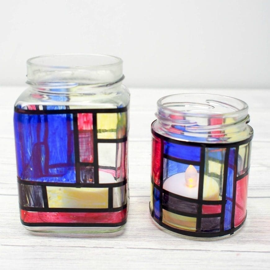 Mondrian Inspired Jar Luminaries