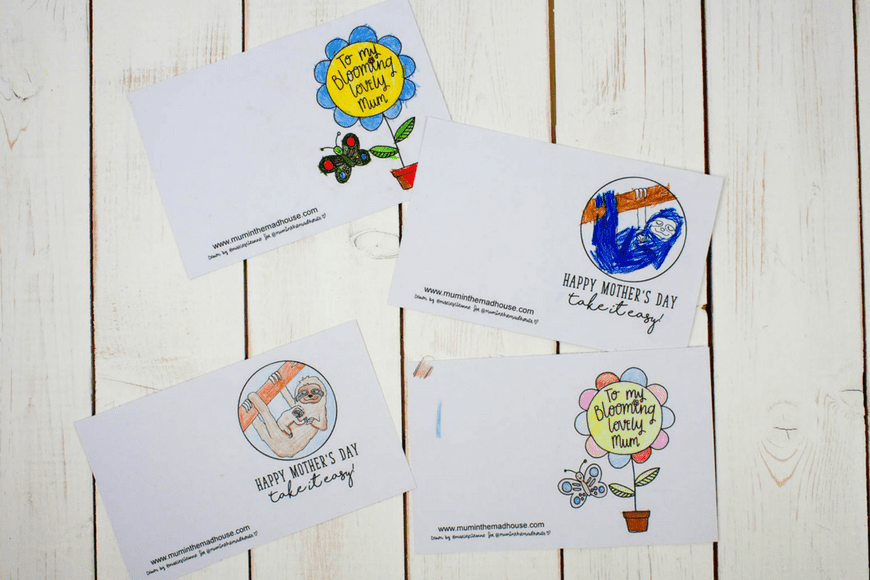 free printable Mother's Day cards to colour