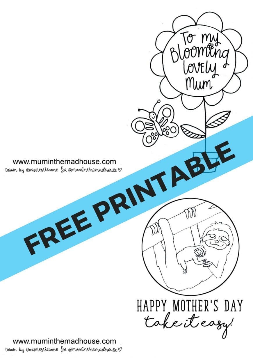 Stunning free printable Mother's Day cards to colour. 2 free brilliant cards to download for kids to colour for Mother's Day.