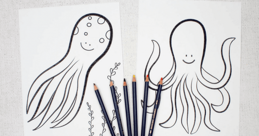 Octopus Colouring Pages for Kids