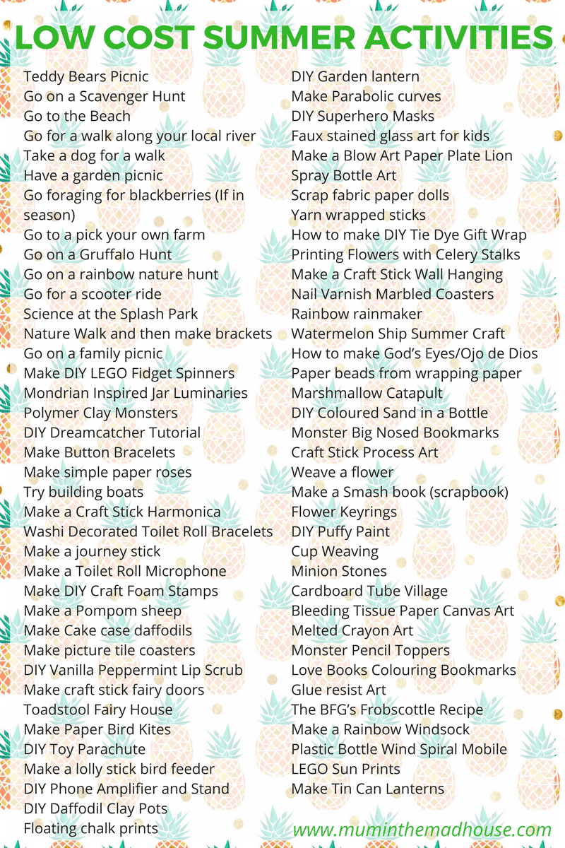 Over 150 low cost or no cost summer activities for kids of all ages. Things to do, places to go, things to make, play and do and also to cook and bake.
