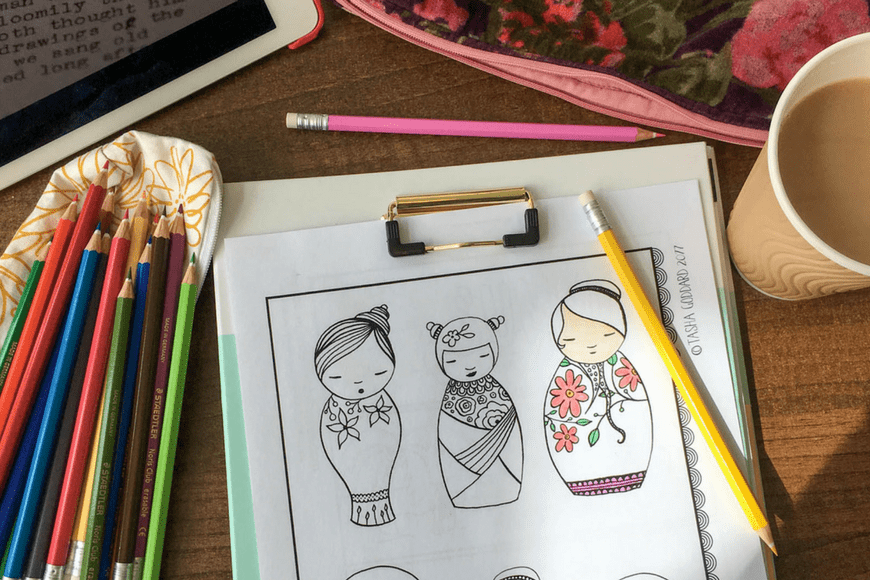 Free Kokeshi Colouring Sampler - Adult Colouring