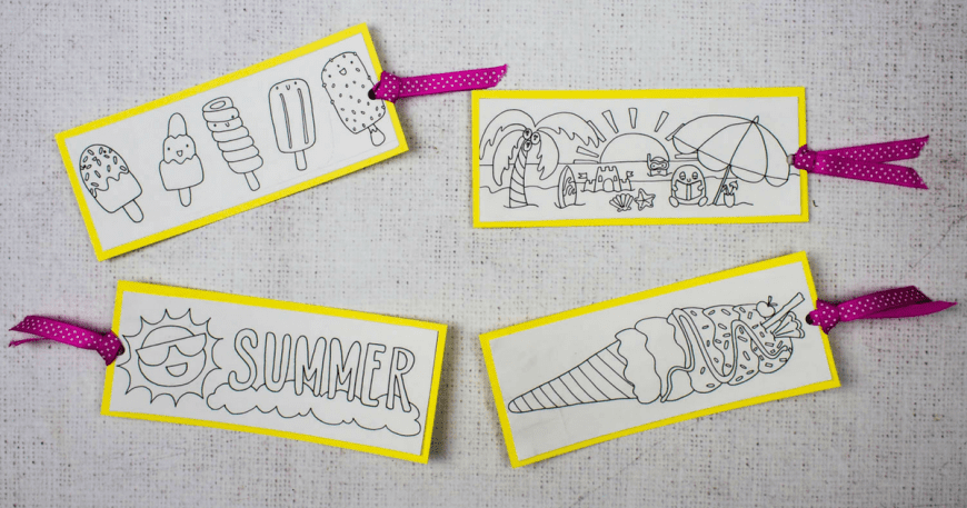 Free Summer Colouring Bookmarks