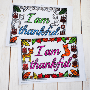 I am Thankful Colouring Sheets