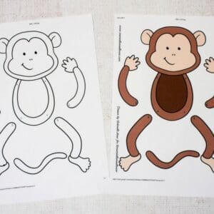Easy Monkey Paper Puppet Templates Coloured