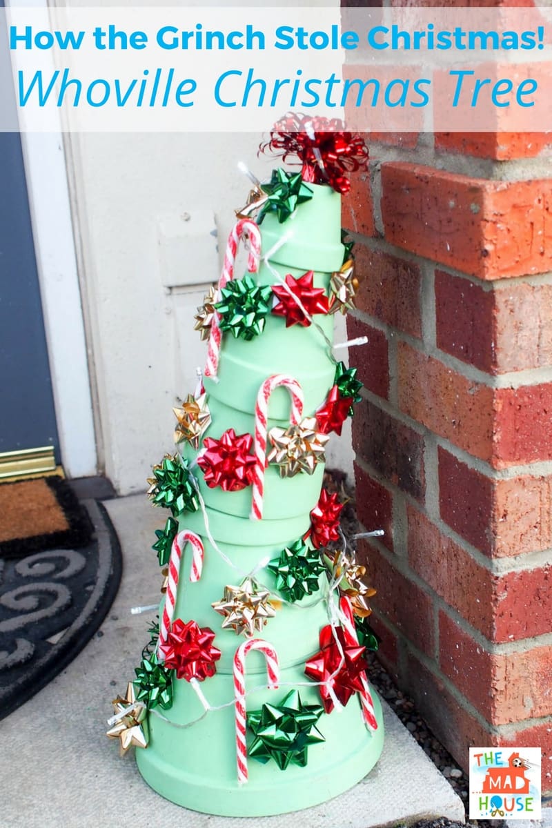 This fabulous Whoville Christmas Tree is inspired by the classic Dr.Suess How the Grinch Stole Christmas! A fab kid made outdoor Xmas Decoration