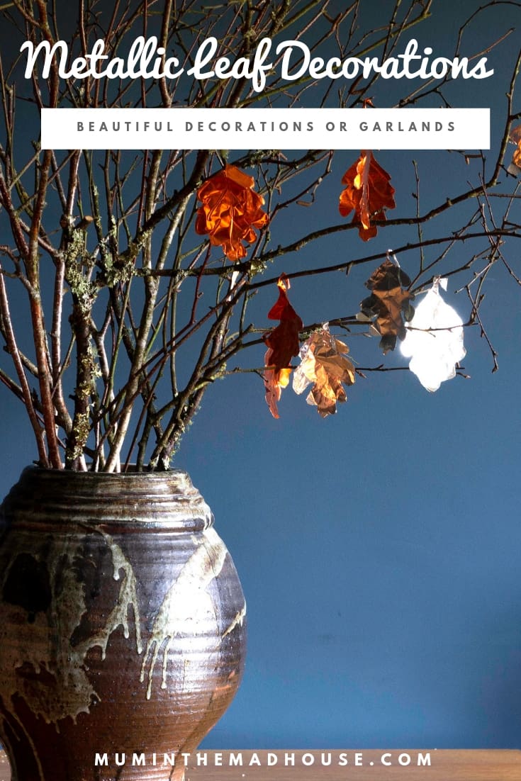 A brilliant simple seasonal DIY craft for all ages. Make stunning metallic leaf decorations, perfect for hanging on your tree or making a stunning garland.