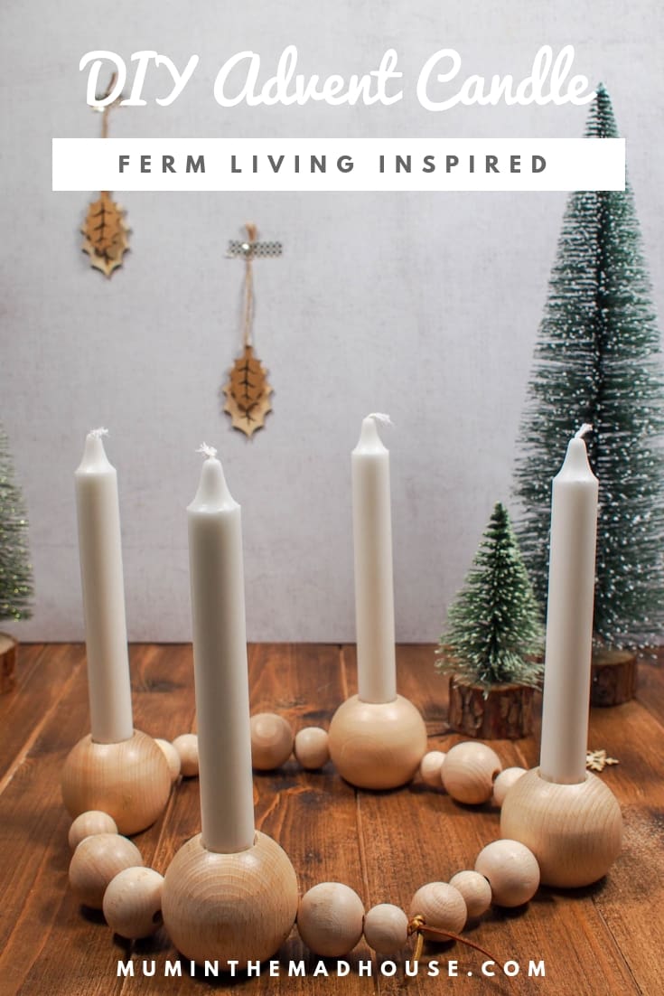 Ferm Living DIY Wooden Bead Advent Candle - This beautiful DIY Advent Candle is Inspired by the Ferm Living Wooden Bead one. Find out how simple it is to make your own wooden bead advent candle.