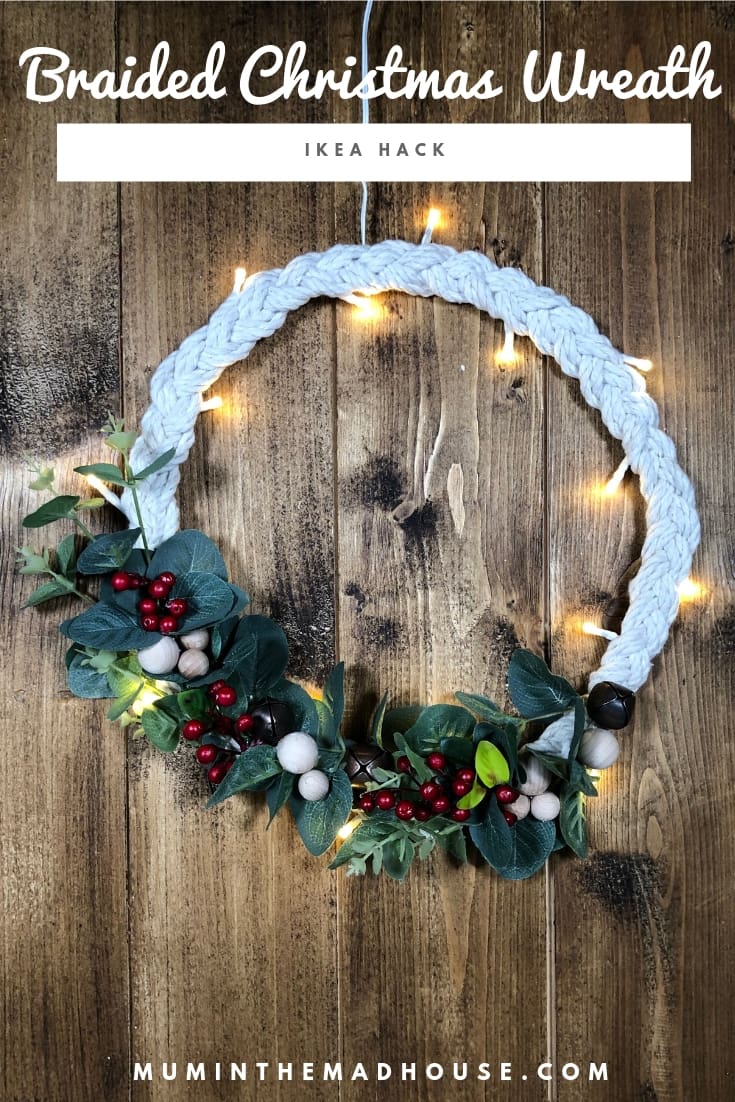 How to make a Scandinavian Inspired Braided Christmas Wreath. How to transform an Ikea STRÅLA LED pendant lamp in to a fabulous festive wreath