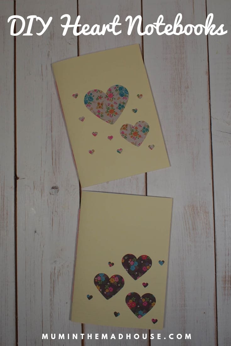 Learn how to make fabulous DIY Heart Notebooks using simple japensese book binding. These Heart notebooks are perfect homemade gifts.