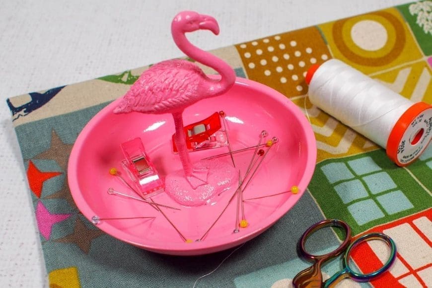 Pink Magnetic Pin Bowl with a flamingo