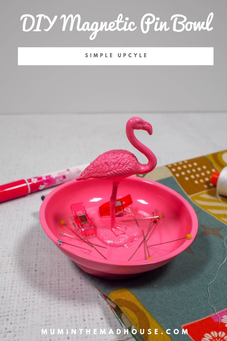 DIY Magnetic Pin Bowl. Keep your sewing room organised with our DIY magnetic pin bowl tutorial and turn an inexpensive mechanics bowl into a work of art!