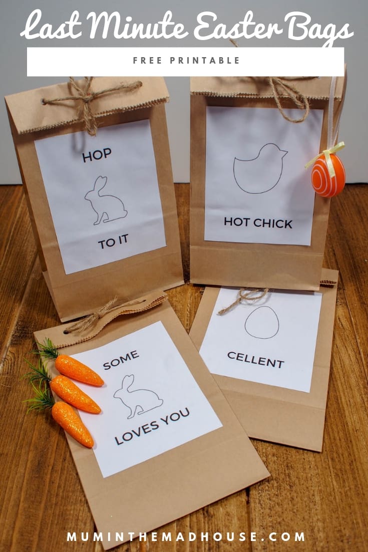 Forgotten the Easter Goodie Bags? There is no need to panic as with our free printables these simple easter bags are effective and quick to make. Last Minute Simple Easter Bags with free printable.