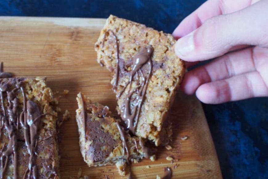 Peanut Butter Breakfast Bars being eaten