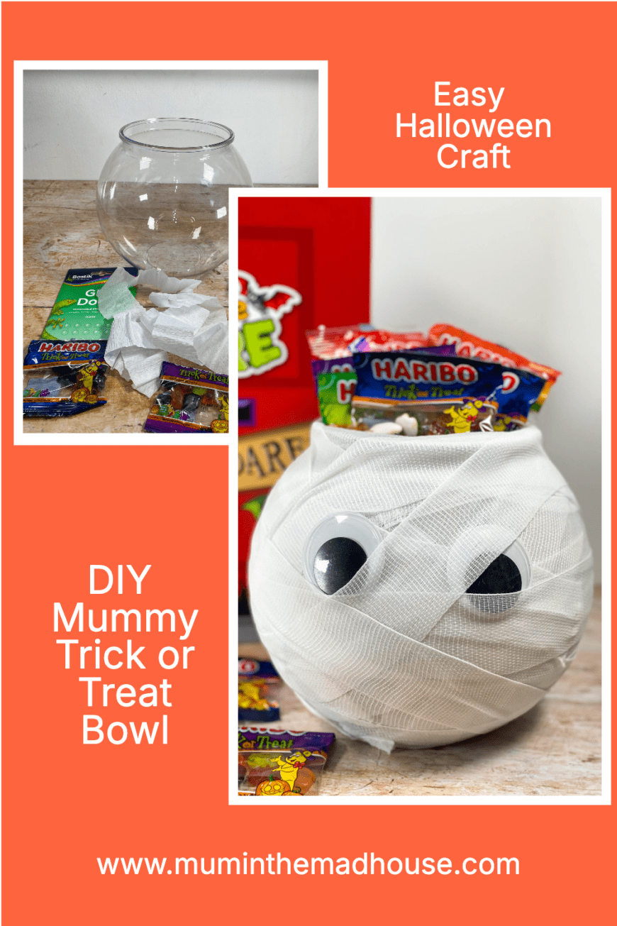 Step up your Halloween decorating game with this adorable DIY Mummy Trick or Treat Bowl. It's simple, effective, and adds the perfect spooky touch to your holiday festivities!