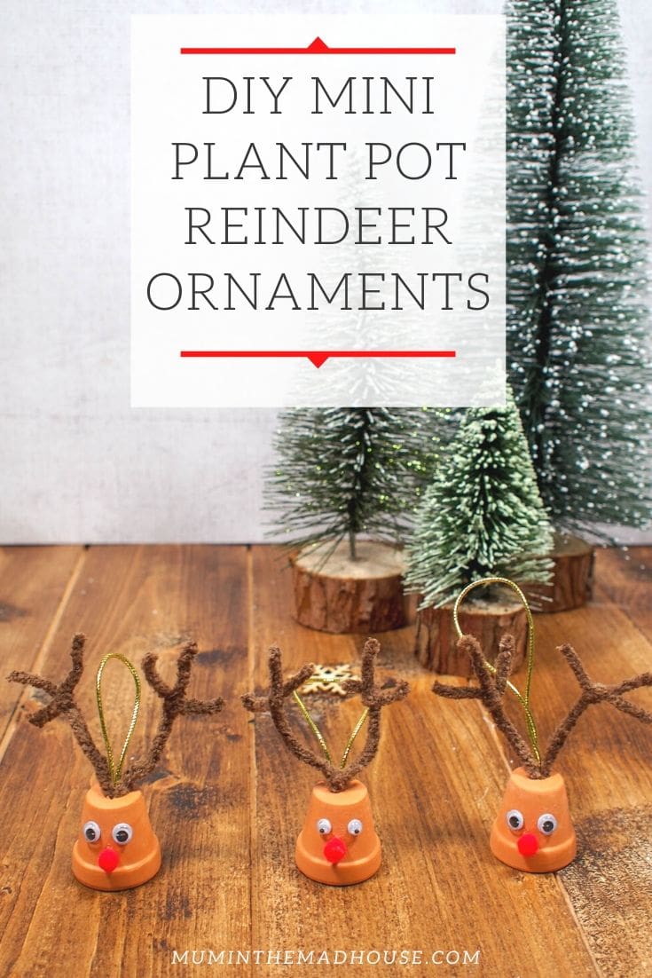 DIY Mini Plant Pot Reindeer Ornaments are a fabulous craft for Christmas. Few festive crafts are as clever and cute as this Mini Flower Pot Rudolph is.