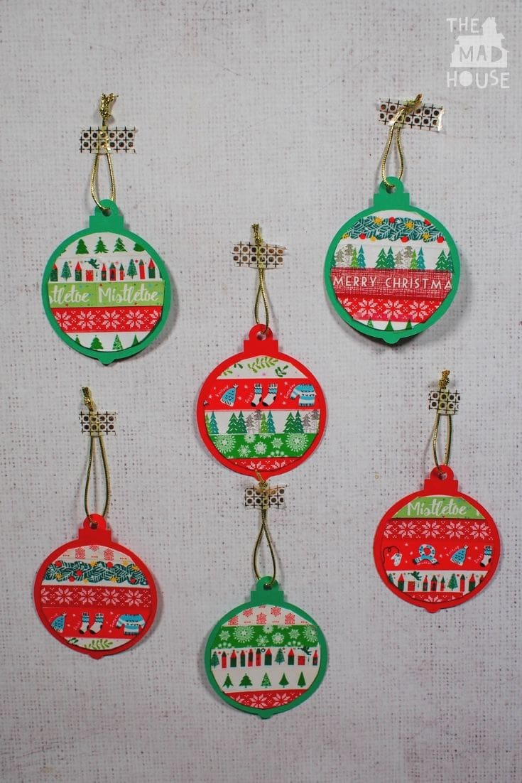 These Washi Tape Christmas Ornament Baubles with Free Printable are a fabulous mess free Christmas craft to do with kids.