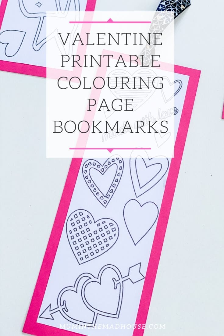 Valentine Printable Colouring Page Bookmarks