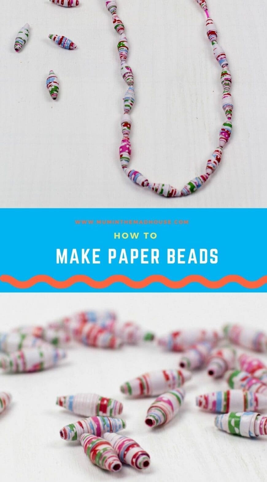 To make our paper beads shiny and more durable, we then coat them with either modgepodge or another varnish - we used DuraClear gloss varnish. I love this as it is non-yellowing and leaves your paper beads with a beautiful shine.