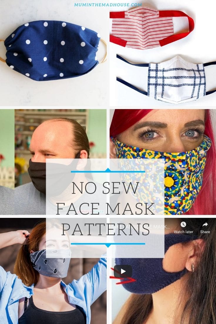 Round up of DIY No Sew Face Mask Patterns