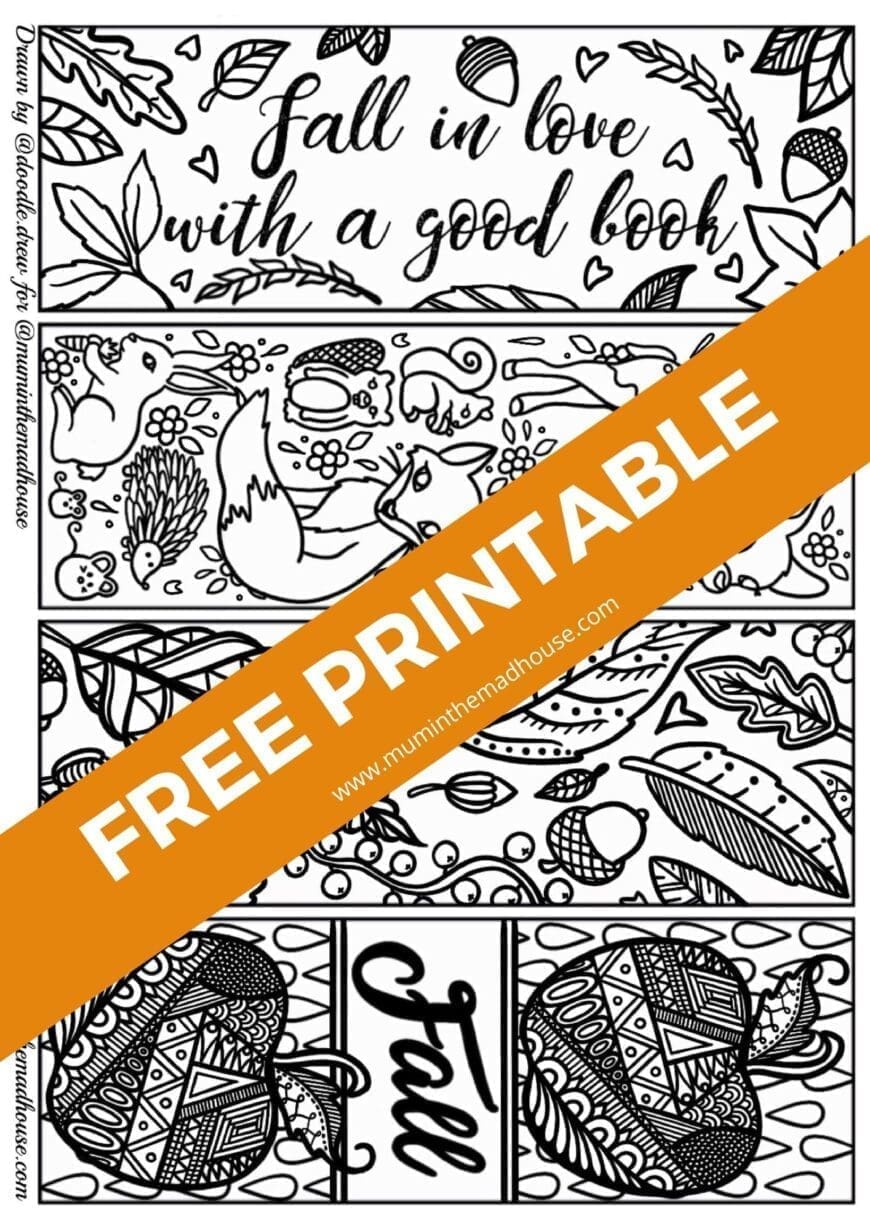 Make reading extra cosy this fall! These free printable autumn bookmarks to colour are perfect for kids, teens & adults. A creative seasonal craft and gift idea.
