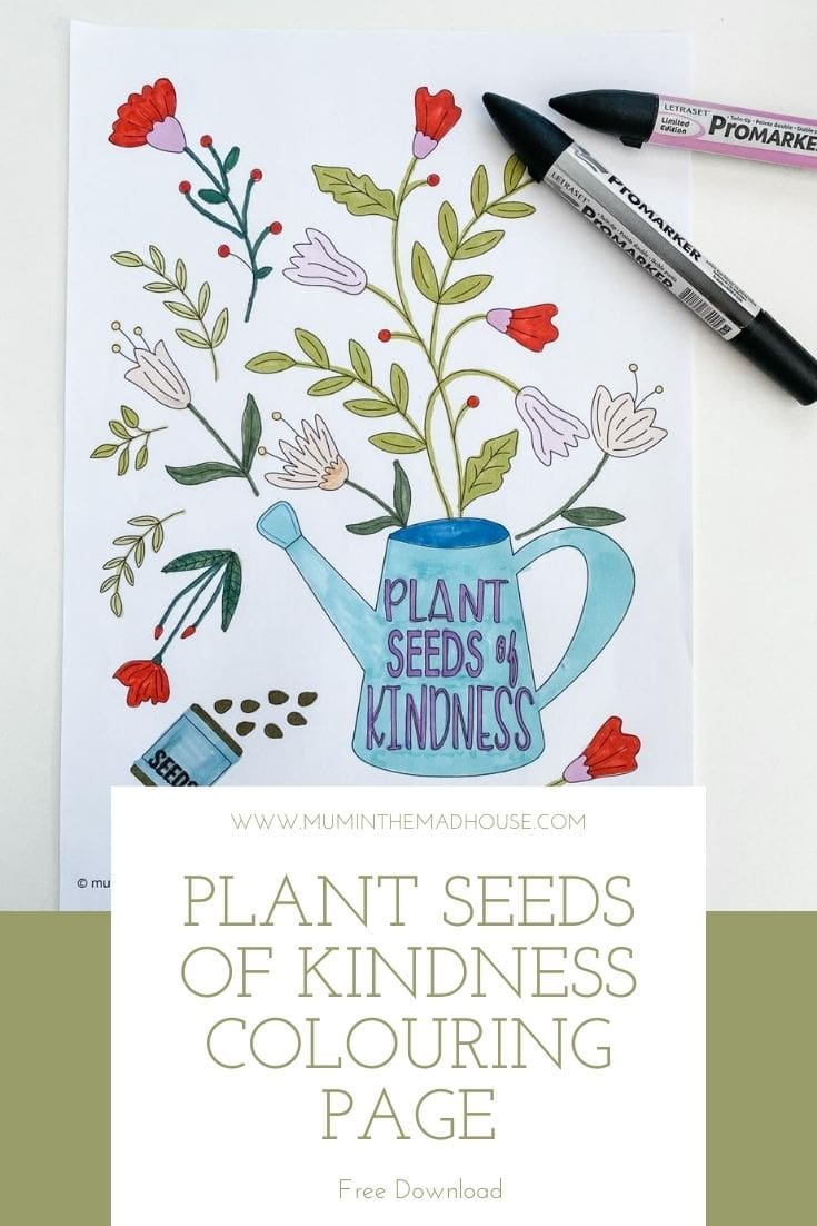 I love colouring and I love kindness, so I couldn't resist combining the two and developed this Plant Seeds of Kindness Colouring page.