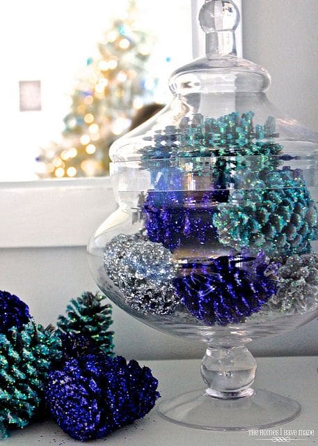 Glitter pinecones