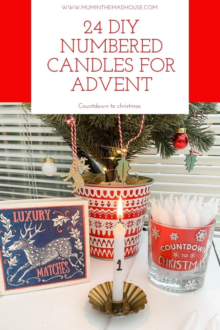 Tutorial to make 24 DIY Numbered Advent Candles perfect for the build-up to Christmas. These advent candles are perfect for December.  