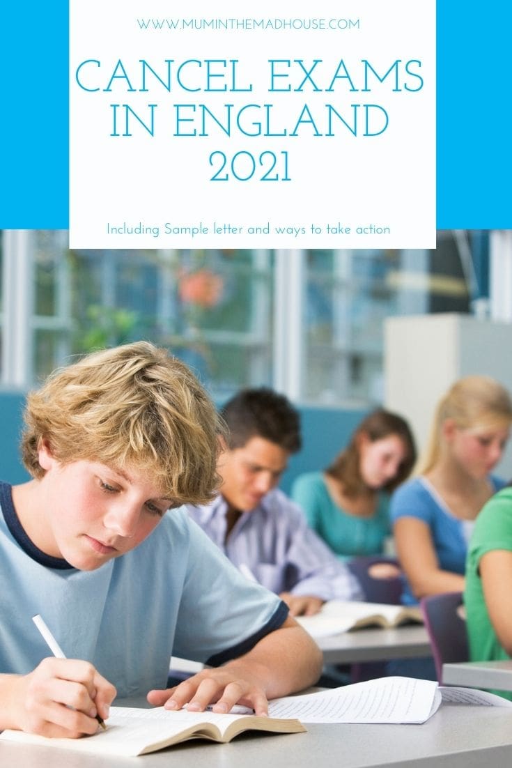 Actions and a sample letter to call for cancel exams in England for 2021. Why we need to cancel GCSE's and A'Levels in England in 2021.