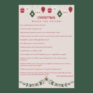 Christmas Would you Rather Printable