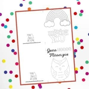 Miss You Cards to Colour for Kids