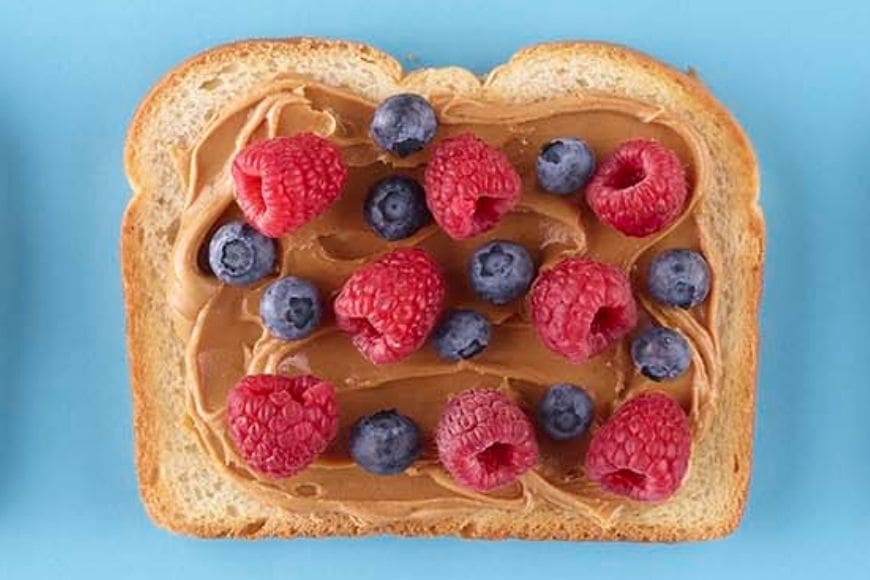 Berries and Peanut butter on toast
